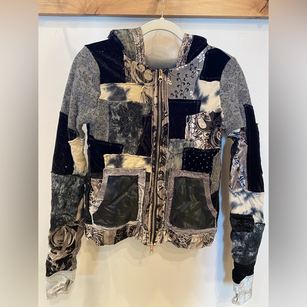 One of a kind Handmade Patchwork Zip Hoodie